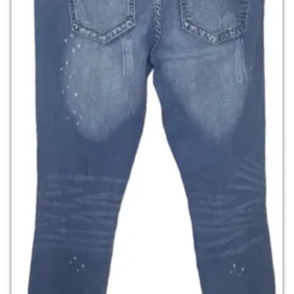 Indigo Rein Juniors Distressed Jeans 9 Blue Tapered Ankle Straight Skinny Leg - Picture 8 of 13